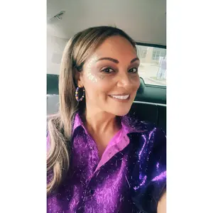 Purple and Yellow Round Bead Hoop Earrings