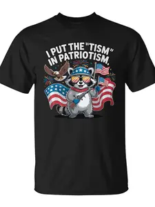 I Put The Tism In Patriotism Athletic Eagle T-ShirtUnisex for Daily Wear  Funny Christmas Novelty Men's T-Shirt Summer Trendy Streetwear Fashion Top Quality Comfortable Casual Printed T-shirt