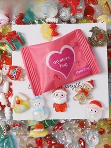 50pcs Christmas Glow in the Dark Resin Blind Bag, Mini Figurines, Santa, Snowman, Tree, Elk Ornaments, DIY Crafts, Party Favors