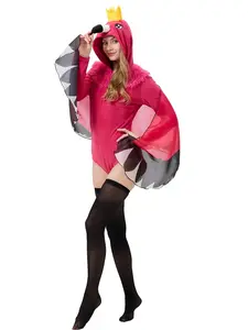 Women's Flamingo Polyester Jumpsuit Dress - Soft Stretch Breathable Costumes, Unisex Bib Overalls, Everyday Summer Outfit for Independence Day Festivals, Casual Vacation Wear