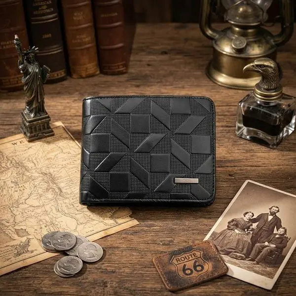 Men's Chic Leather Zipper-Around Bifold Wallet - Business Style, Embossed Design with Multiple Slots, Card Holders and Cash Compartment, Ideal Gift for Men