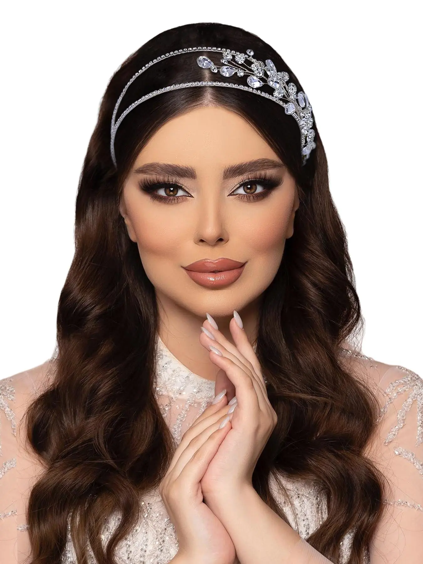Double Layer Rhinestone Decorated Headband, Elegant Bridal Headwear for Wedding Bridal Party Formal Occasions, Fashion Hair Accessories for Women