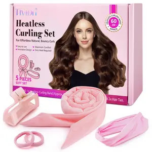 Heatless Curling Set, 5 Counts/set Hair Curler & Hair Tie & Hair Clip & Headscarf, Professional Hair Styling Tools for Women & Girls