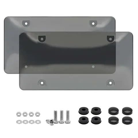 2-Pack Car License Plate Protector with Screw Kit, Universal Automotive Exterior Accessory for American Standard Cars