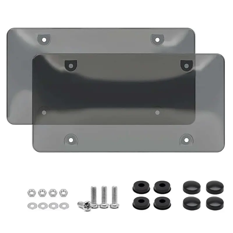 2-Pack Car License Plate Protector with Screw Kit, Universal Automotive Exterior Accessory for American Standard Cars