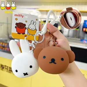 Kawaii Anime Miffy Rabbit Boris Bear Silicone Coin Purse Cute Cartoon Mini Earphone Bag Coin Storage Bag Girl Gift