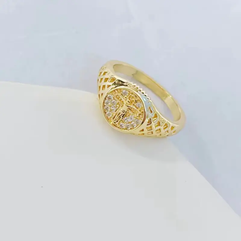 18K Gold Filled cross kids ring anillos para ninos