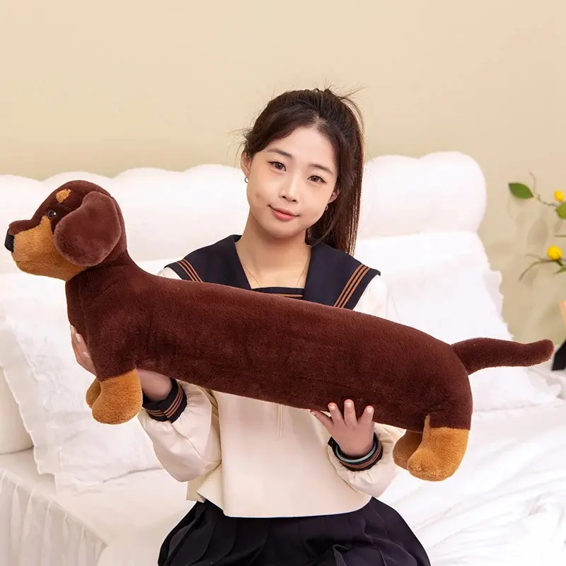 Cute Dachshund Animal Shape Plush Animal Stuffed Toy Long Body Pillow - Soft Plush Stuffed Hugging Cushion, No Battery Needed, House Decoration, Dog Lovers' Gift, Plushie Love