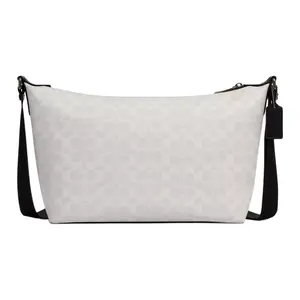 COACH Men's Large Leather Shoulder Bag with Classic Print in White