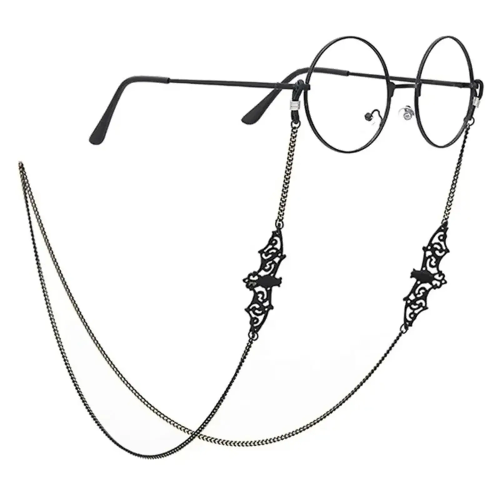 Unisex Bat Bead Eyeglass Holder Neck Lanyard, 75cm Copper Metal Hollow Link Chain for Sports & Outdoor Sunglasses, 1Pc, Includes Lanyard