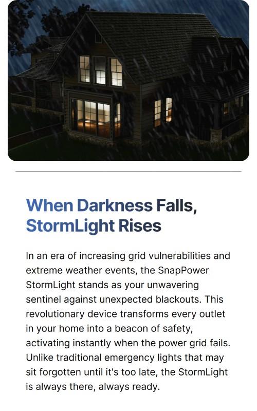 StormLight - Socket Cover with built in battery backup night light.