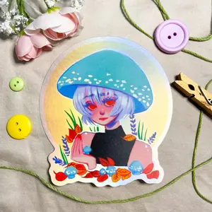 Verdigris Agaric Mushroom (Holographic Sticker)