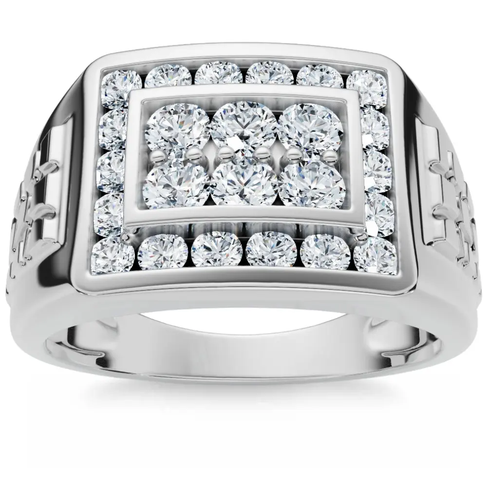 Men's 1Ct Diamond Nugget Ring 10k Gold Lab Grown