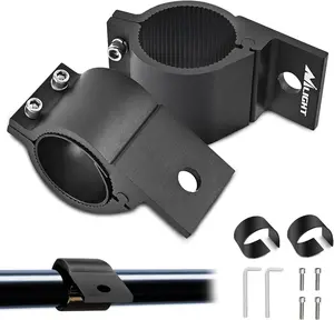 Nilight Aluminum Alloy Tube Clamp Brackets - Powder-Coated, Vibration-Proof Off-Road Lighting Mounts, 2.43-2.8 in Round Fit for Bull Bar, Roof Rack, ATV-Compatible Truck UTV LED Work/Driving Whip Lights