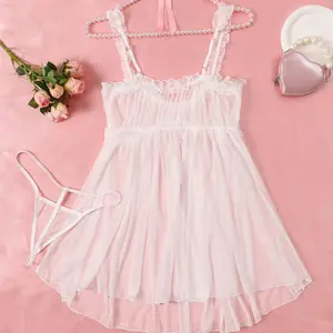 AESKEIA women's pure desire style lace fairy style lingerie set, black with lace vest Fit Womenswear Headbands Evening Jumpsuit Matching Overall Camisole Costume  White Seamless lingerie Bodysuit Leg Piece Soft