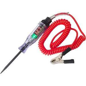 1 count  Digital Electric Pen, 6V-12V-24V DC  Circuit Tester Light, Test Light with 5.9Ft Extended Spring Wire,    Circuits Low  Tester Probe (Red)