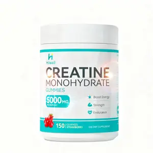 Hiiwell Creatine Monohydrate Gummies 5000mg per Serving 150 Strawberry Flavor Dietary Supplement for Energy Strength & Endurance Healthcare Vitamin - Fitness Edible Muscle-1 Pack