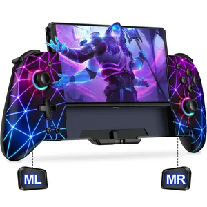 Switch Controller, Hall Effect Joystick (No Drift) Switch Joypad for Nintendo Switch/OLED with 9 Color Lights, Full-Size Grip Wireless Switch Pro Controller, Ideal for Those Who Prefer Handheld Mode-JC206