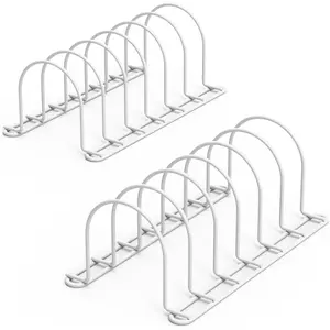 Pot Lids Holder, 10.5" Kitchenware Dividers Organizer for Plates, Pans,  Boards, Muffin Tins, Baking Sheets in Cabinets Shelf Countertop Pantry (2-Pack, White)