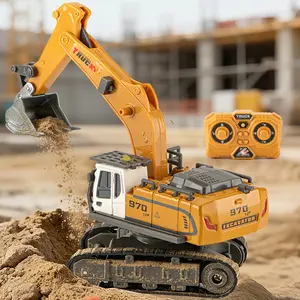 1/64 Scale Remote Control Mini Excavator Toy, Alloy Construction Vehicle with Lights & Sound, USB-C Rechargeable Gift for Kids Adults