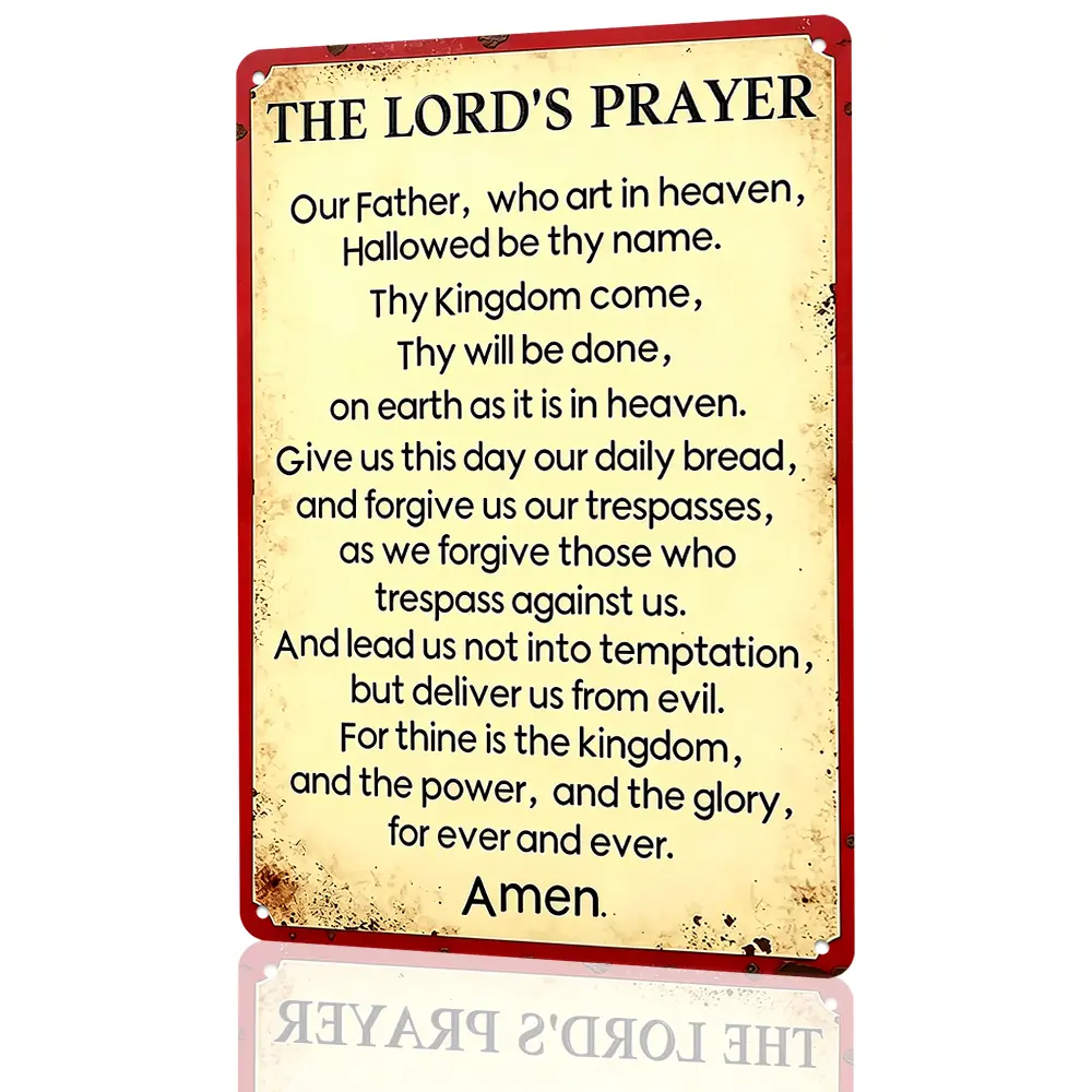 Vintage "The Lord's Prayer" Christian Scripture Wall Art, 8"x12", Rust-Proof Aluminum Metal Sign, For Home & Church Decor, Religious Faith Style, Perfect Christian Friend Birthday Gift