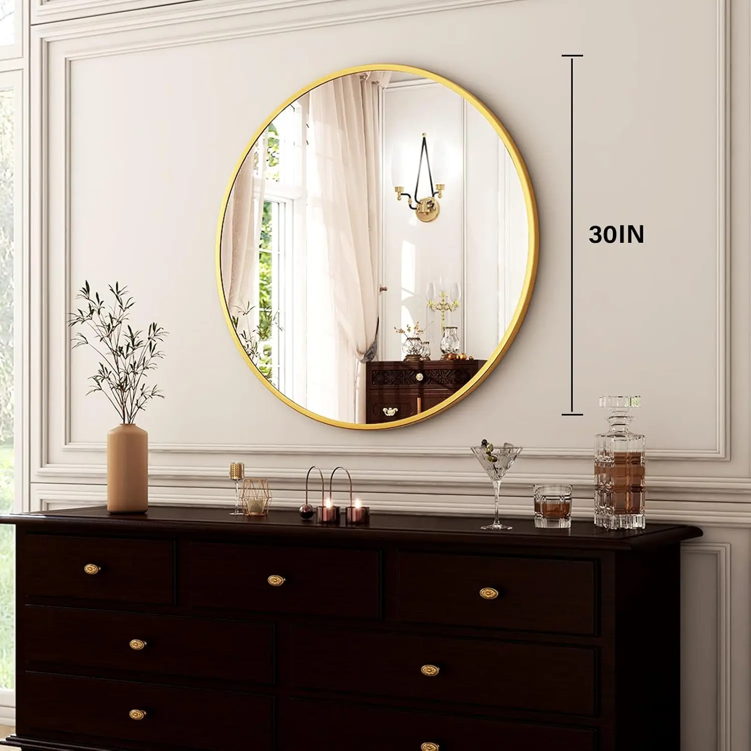 Round Mirror 30 Gold Wall Mounted Circle Mirrors Vanity Mirror with Brushed Aluminum Alloy Frame Modern Decoration for Bathroom, Living Room, Vanity, Bedroom, Entryway - TikTok Shop Round Mirror 30 Gold Wall Mounted Circle Mirrors Vanity Mirror with Brushed Aluminum Alloy Frame Modern Decoration for Bathroom, Living Room, Vanity, Bedroom, Entryway - TikTok Shop