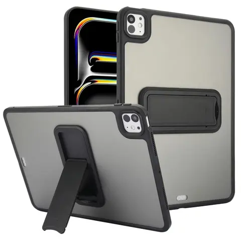 Matte transparent iPad Pro 12.9 case with stand | Shockproof Protective Tablet Cover Ipad Covers iPad Pro 13-inch /2024 model back case soft and hard 2-in-1 Durable Tablet Casing Tablet Accessories (Case Only)
