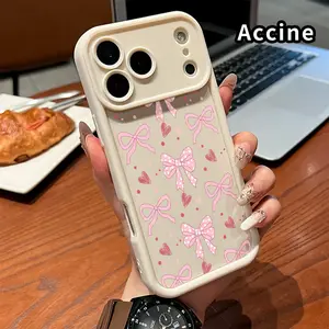 Phone Case for iPhone 17 Pro Max 16 Plus 15 14 13 12 11 Air E Bow Heart Delight Drop Protection Shockproof Soft Silicone smartphone Cover