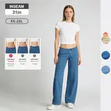 Pwest NYC Low-Rise Wide-Leg Jeans — Adjustable Drawstring Waistband/Hem, Relaxed Straight Cut, Decade Jeans, Super Low Rise, Soft Daily Wear-Spring Summer Bottom Trouser,back to school,back to school haul