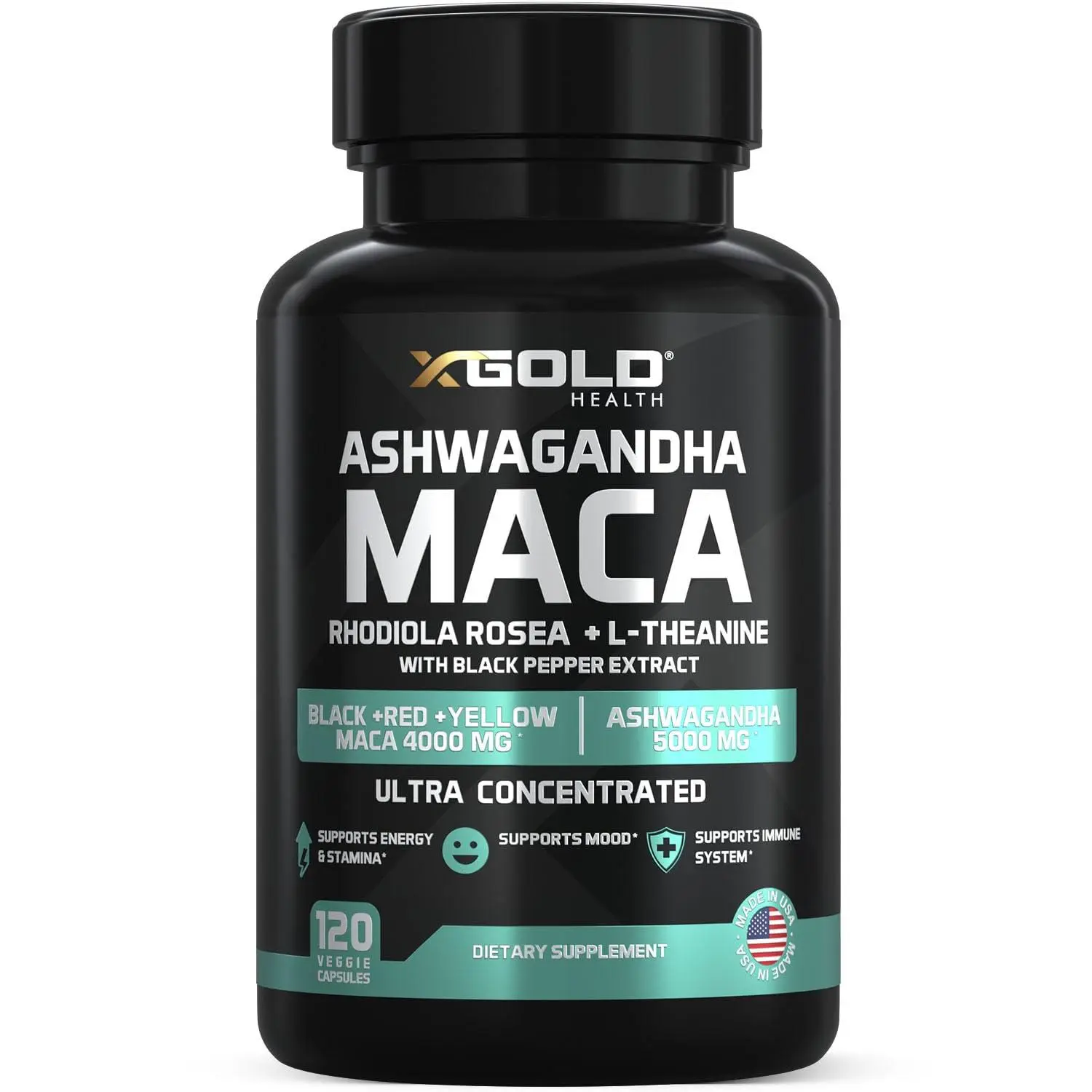 Ashwagandha, Maca Root, Rhodiola
