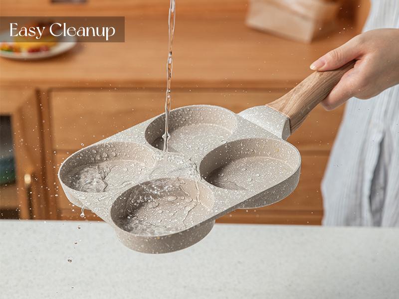 4-Cup Fried   Medical Stone Divided Omelet Skillet for Breakfast Compatible with Gas Stove & Induction Cooker 3-Inch  Holes PFOA Free Kitchen Cookware omelette Heart-Shaped Non-Stick Multifunctional frying small