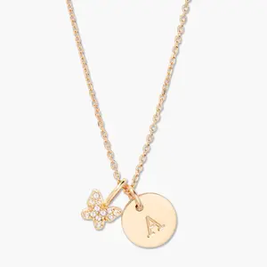 Adeline Initial Butterfly Necklace in Gold by Brook and York