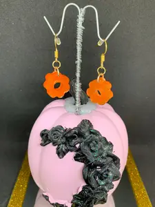 Resin flower earrings orange