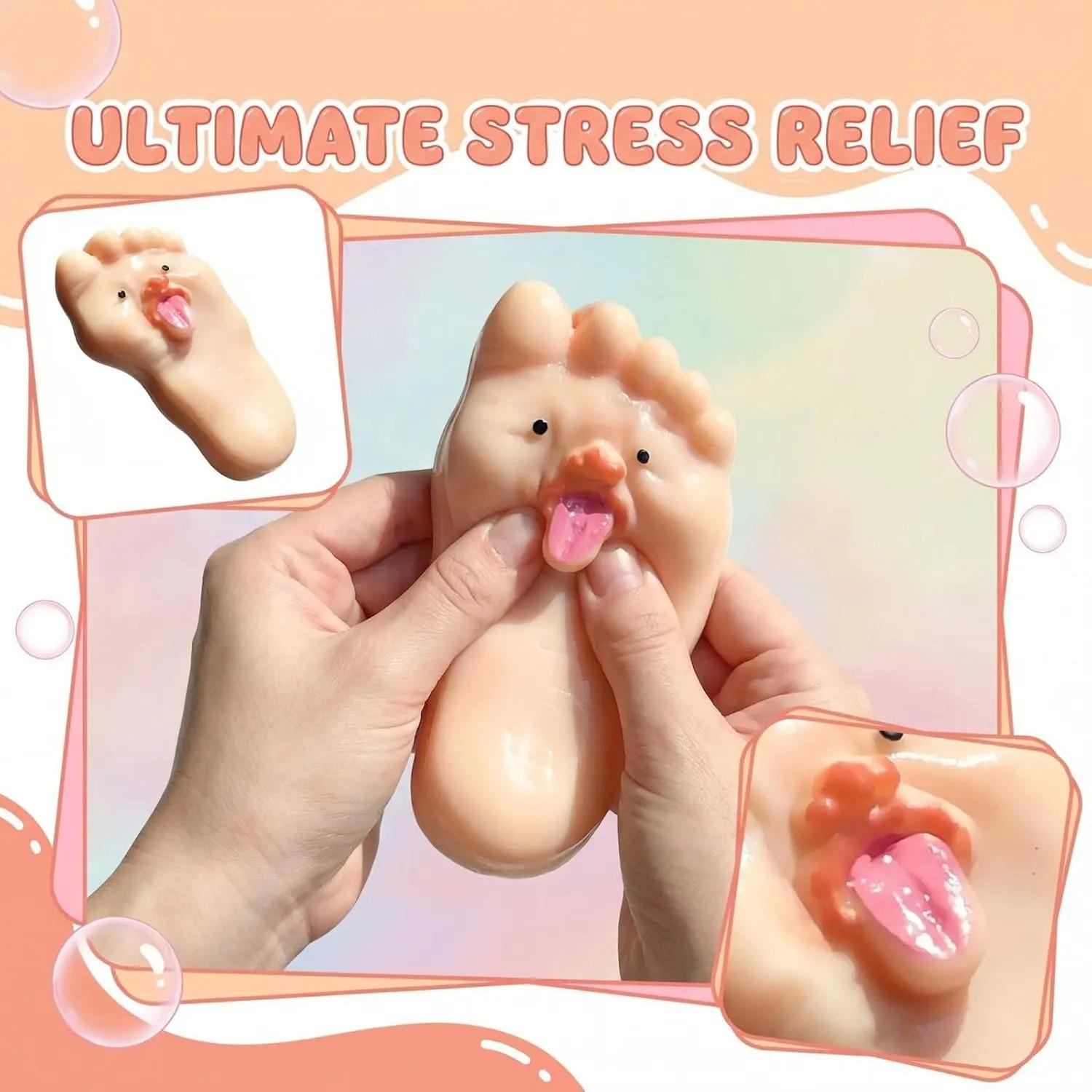 Weird Tongue Foot Squishy Stress Relief Toy - Soft, High-Elasticity Stretch Squeeze Fidget Toy, Prank Party Novelty Gift, Desktop Decor for Teens & Adults, Adults/Teens