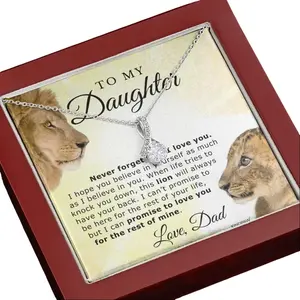 Gift Necklace for Daughter from Dad – Ribbon CZ Necklace with Inspirational Message Card, Birthday, Graduation & Christmas Gift for Daughter