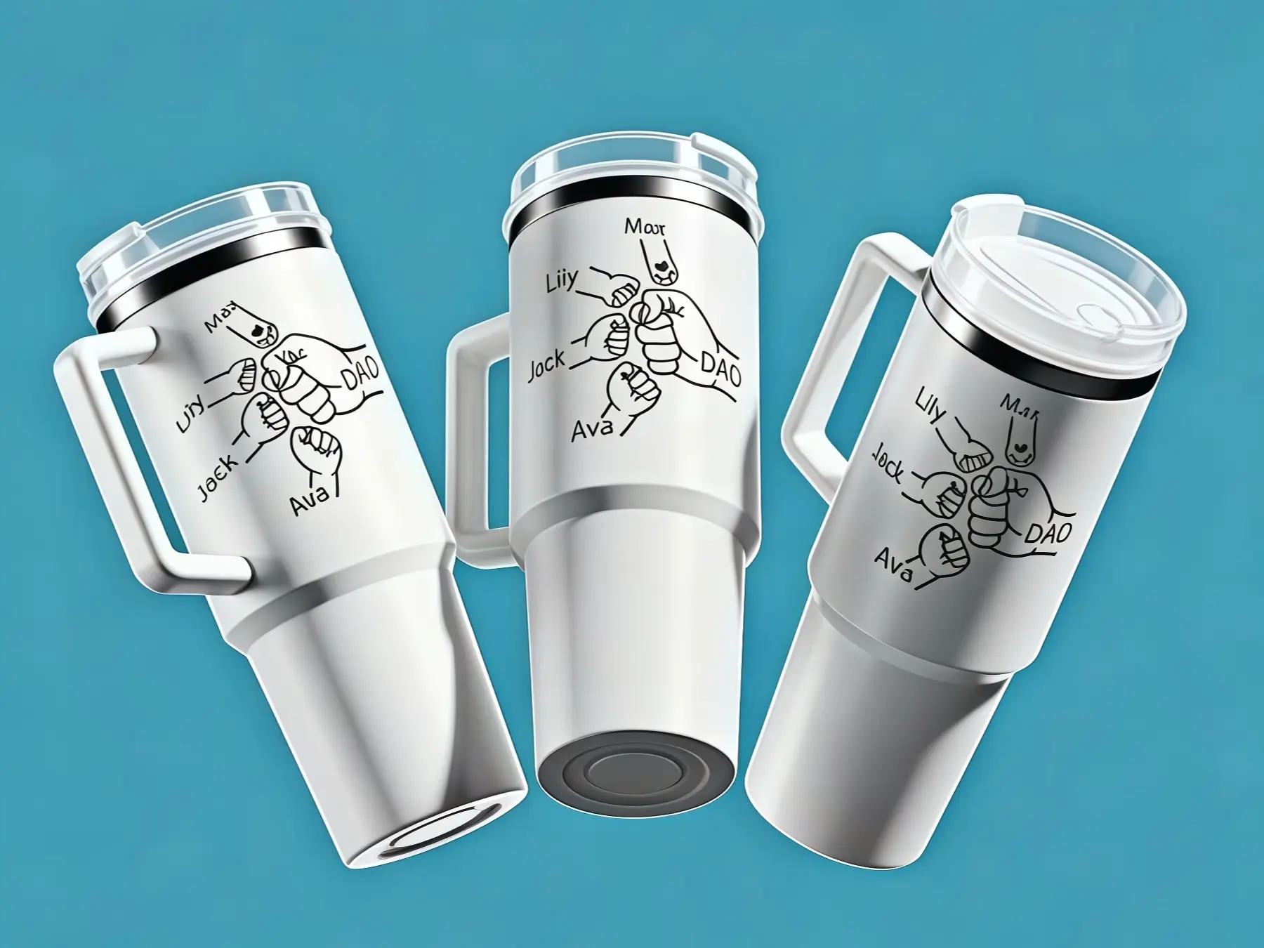 Dad Fist Bump Kids Names Tumbler, Father's Day Gift for Dad, Personalized Laser Engraved Stainless Steel Mug,Custom Dad Tumbler,Grandpa Gift