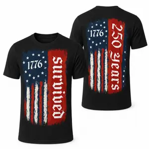 America 250th Anniversary 1776-2026 Double-Sided Print T Shirt, Patriotic USA Flag Statue of Liberty Graphic Tee, 100% Cotton Crew Neck Short Sleeve Shirt for Men and Women, S-3XL