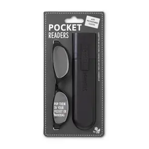 212 MAIN Compact Pocket Reader Glasses - Black, +1.5 Power Plastic Frame, Small Size, Sprung Hinges, Lens, Microfiber Included, Easy-Carry Accessories for Specialty DIY Supplies