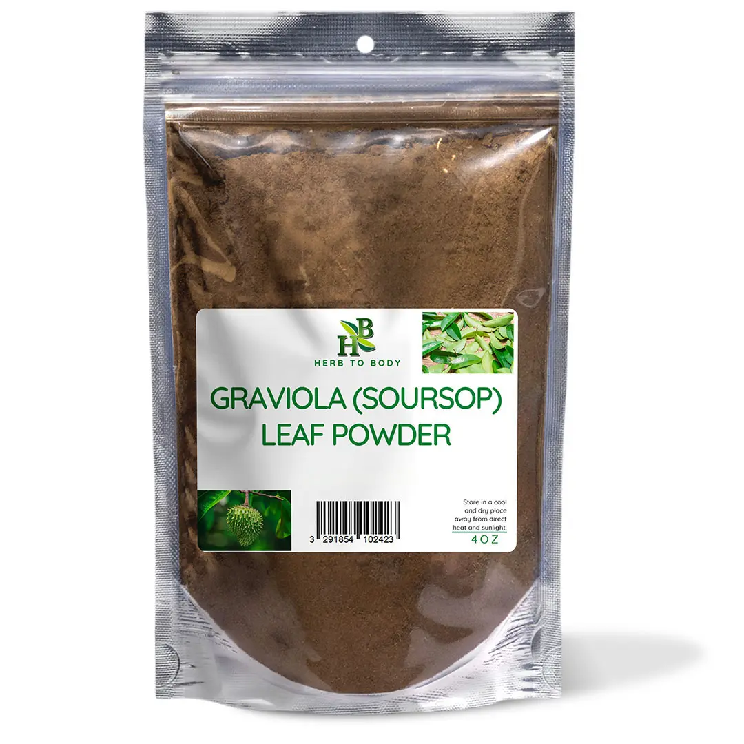 Graviola (Soursop) Leaf Powder - 4 oz & 1lb | Annona Muricata Wildcrafted Herbal Supplement for Wellness Support | Herb To Body