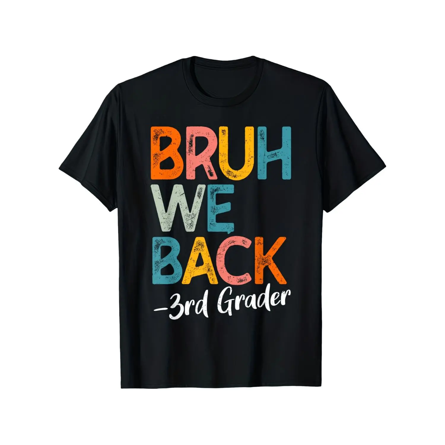 Boys & Girls Bruh We Back 3rd Grade Graphic T-Shirt, Funny Back To School Student Short Sleeve Crew Neck Tee For Kids Children