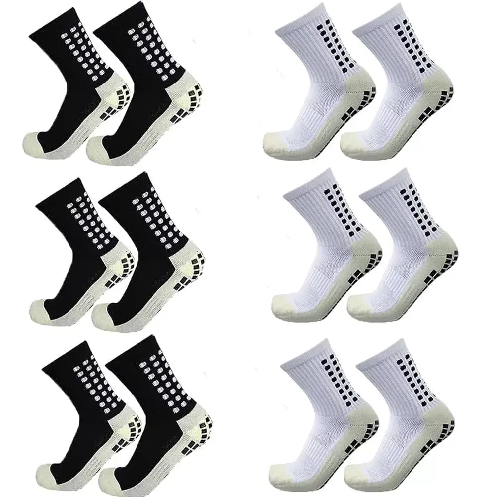 6 Pairs Men Football Socks Anti-Slip Grip Soccer Basketball Sport Socks With Cushion