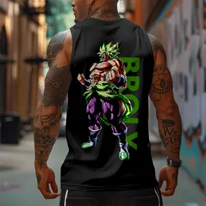 Dragon Ball DBZ Broli Saiyan Unisex Summer outfits men streetwear 80s 90s graphic tees cotton Anime tank tops men gifts Fabric Menswear