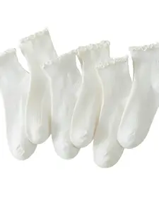 6 Pairs Women's Pleated Socks, Cute Pleated Ankle Socks, Fashionable and Comfortable Footwear, Perfect for Daily Wear