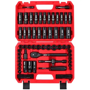 96-Piece 3/8" Drive Impact Socket Wrench and Bit Set, SAE 5/16”-3/4” & Metric 8-22mm, Cr-V Standard & Deep Sockets, Power Bits, Ratchet Handle, Universal Joint, Bit Holder, Adapters, Spark Plug Socket, TikTokShopBlackFriday