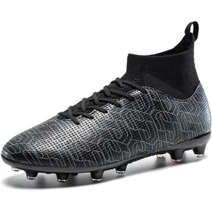 Mens High-Top Soccer Cleats Lightweight Professional Outdoor Athletic Training Football Shoes for Youth