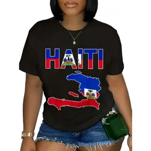 Unisex Happy Haitian Flag Day Cool Haiti Flag Map Haitian Pride T-Shirt Graphic Tees Say You Swear Grunge Album 67 Eat Sleep Goon Repeat 90S Good Casual Short Sleeve Rifle Quick-Dry Moisture-Wicking Crew Vintage In Utero Print Anime