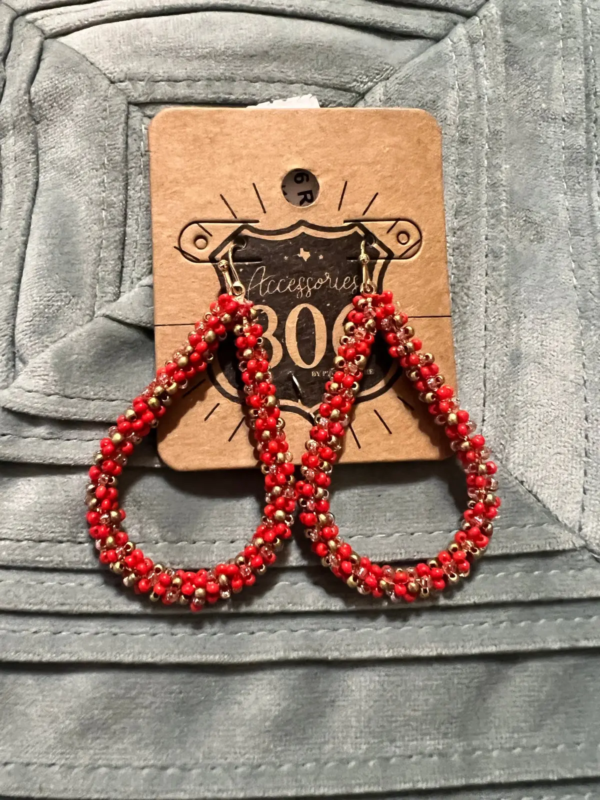 Red Bead Teardrop Earrings