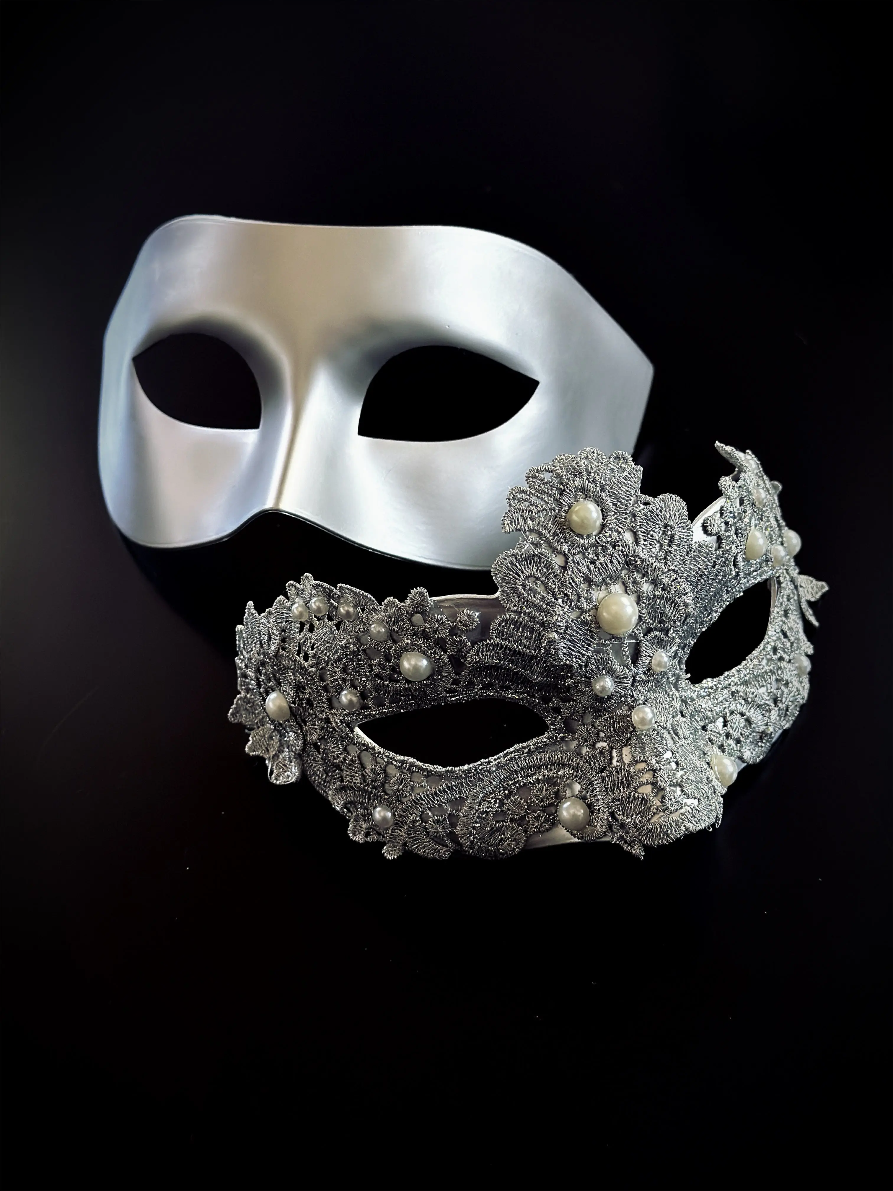 Pearl Duet Mask- Silver