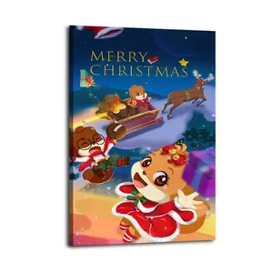 MERRY CHRISTMAS Poster Christmas Squirrel Poster Decorative Painting Canvas Wall Art Picture Print Modern Family Bedroom Decor