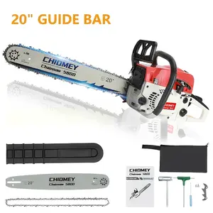 58cc 2-Stroke Gas Chainsaw – Heavy-Duty 20-Inch Professional Chainsaw for Tree Felling, Firewood Cutting, and Yard Maintenance | Anti-Vibration Design, Safety Lock, Quick Start (Ideal for Homeowners & Gardeners)